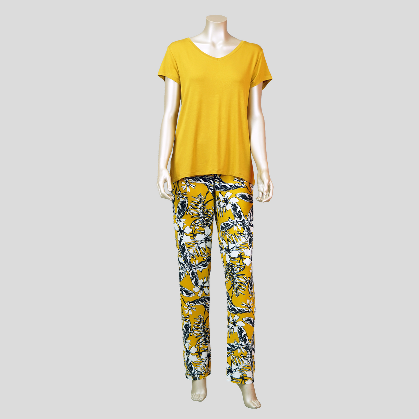 Lace-Back with Floral Pants - Pajama Set