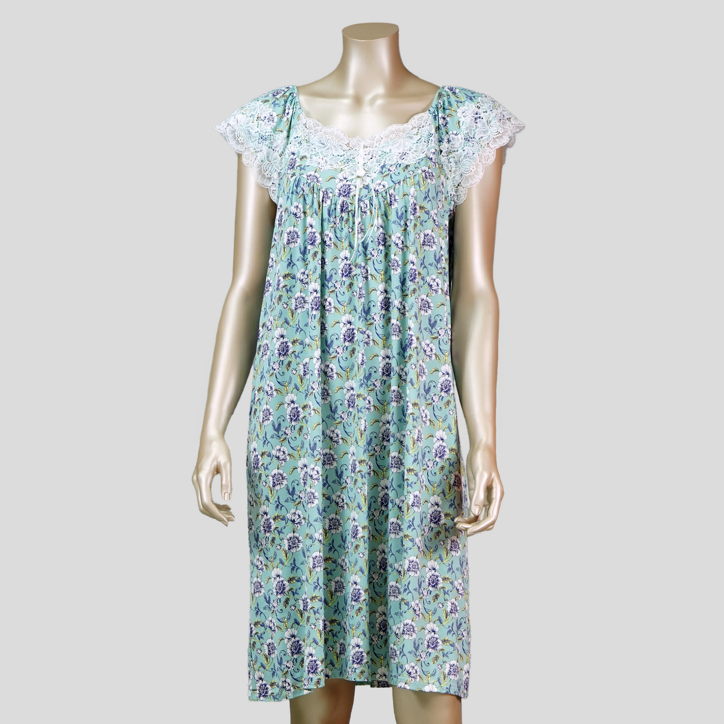 Short Sleeve Ribbon Cotton Floral House Dress