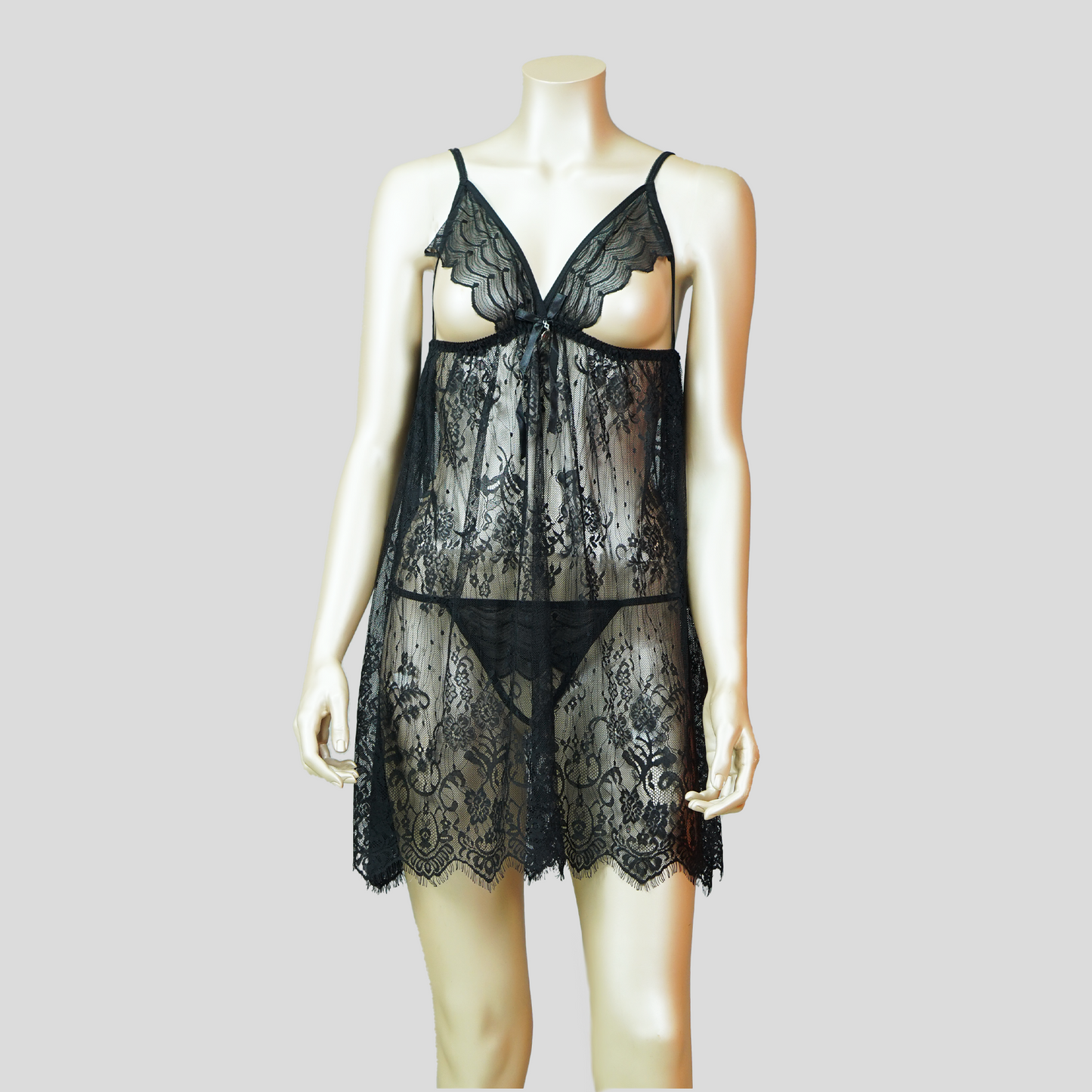 Babydoll Sexy V-Neck Sheer Lace with Thong
