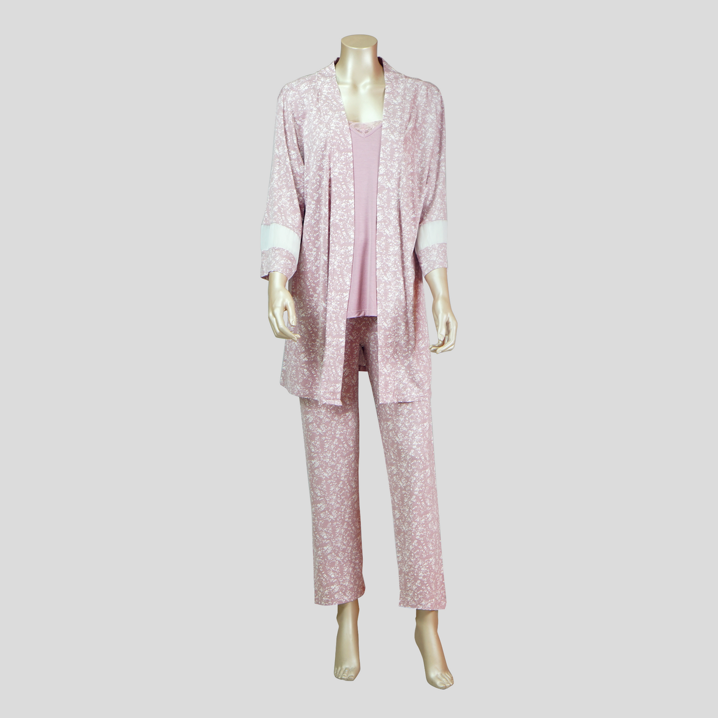 Cami Top & Floral Pants With Floral Robe