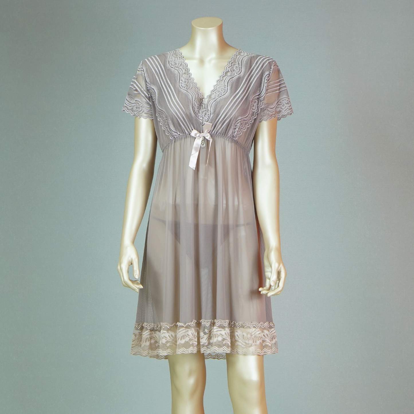 Babydoll Lace Front Mesh with Thong