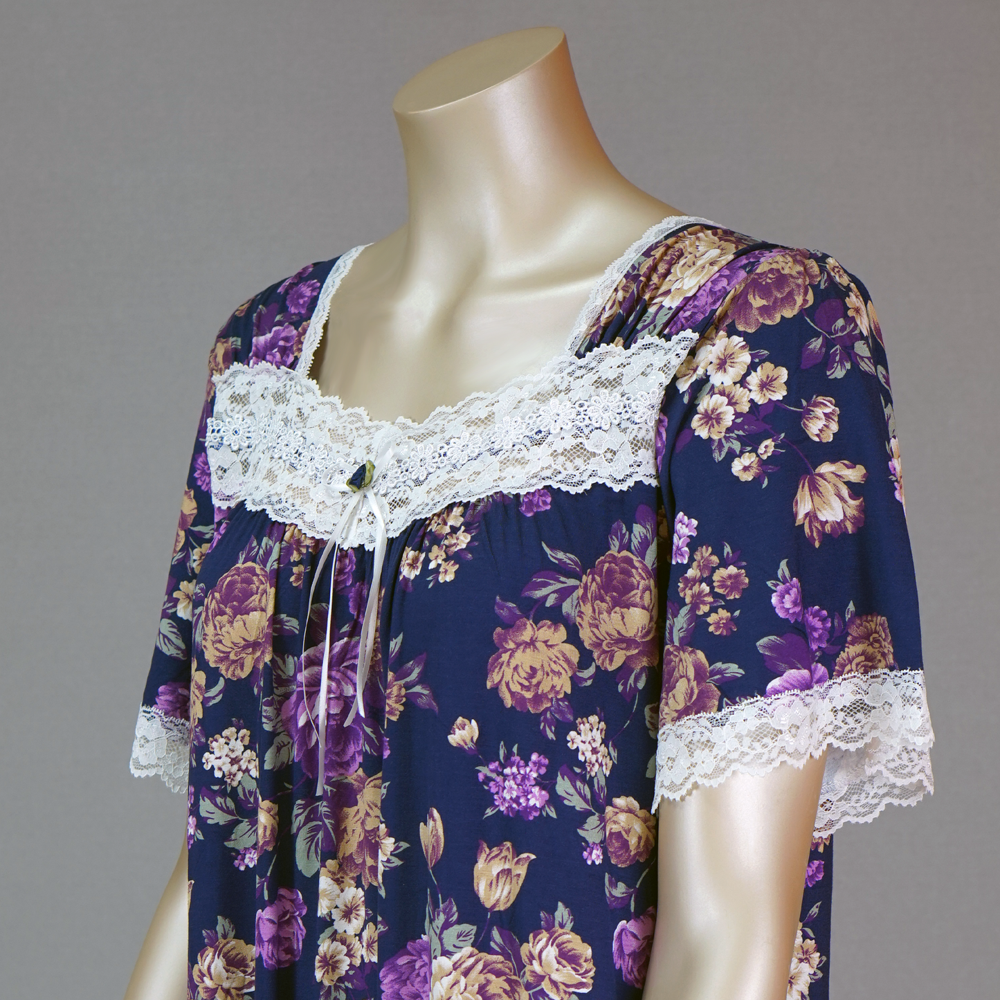 Ankle Length Floral Ribbon House Dress