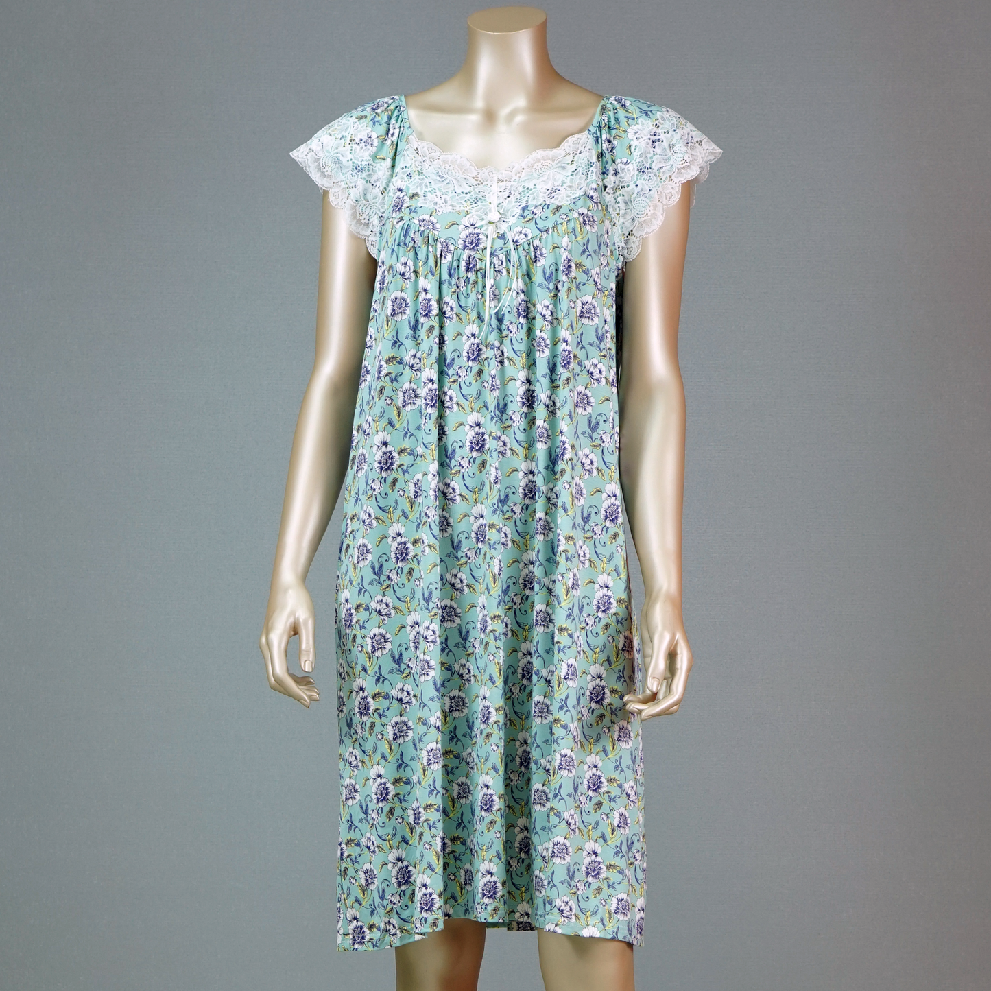 Short Sleeve Ribbon Cotton Floral House Dress