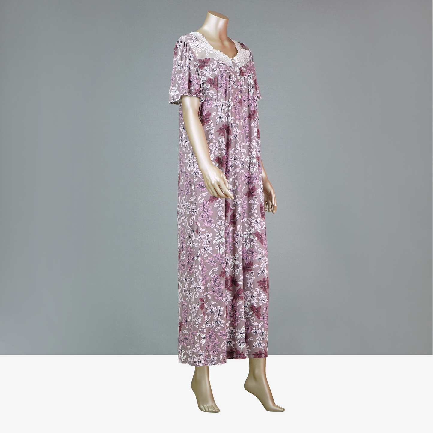 Ankle Length Floral Button House Dress