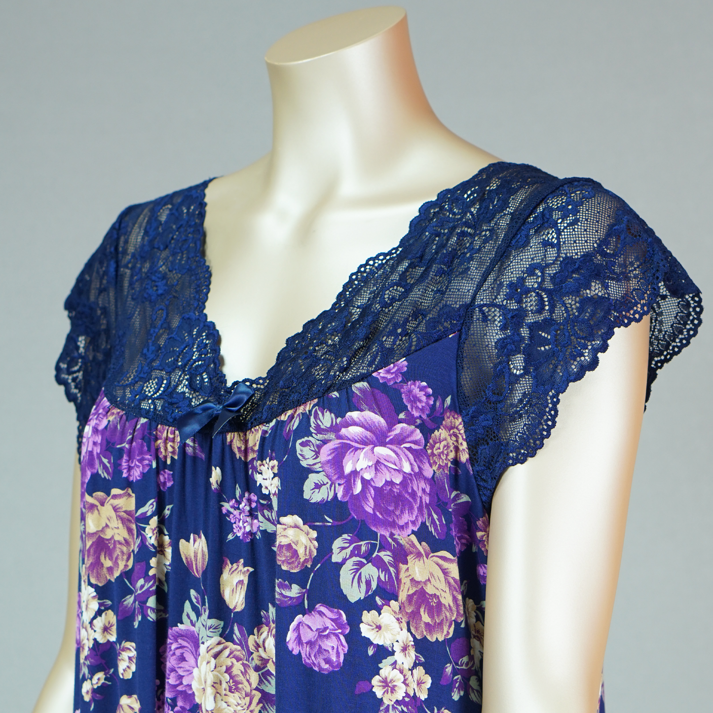 Short Sleeve Lace Front Ribbon House Dress