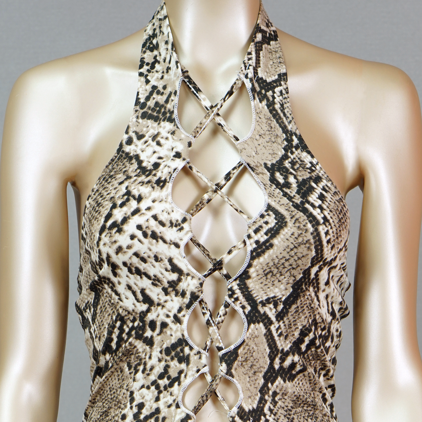 Snakeskin Print Sexy Halter Nightdress