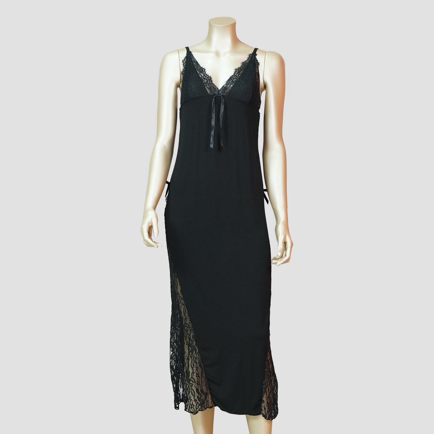 Lace Front Sexy Long Nightdress with Side Slit
