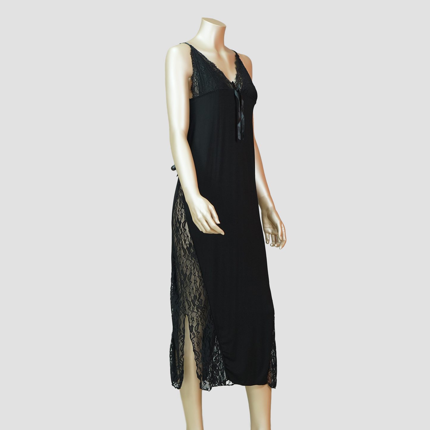 Lace Front Sexy Long Nightdress with Side Slit