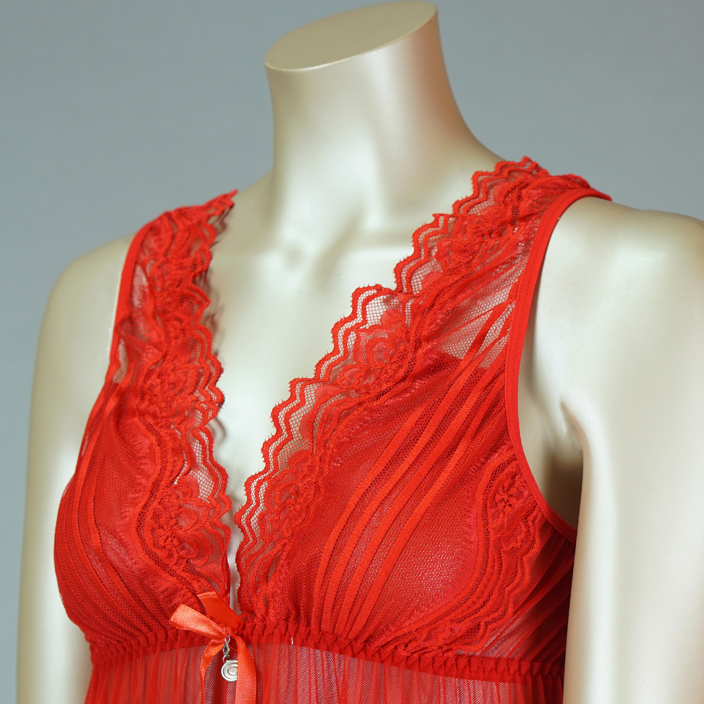Lace Front Sleeveless Babydoll with Thong