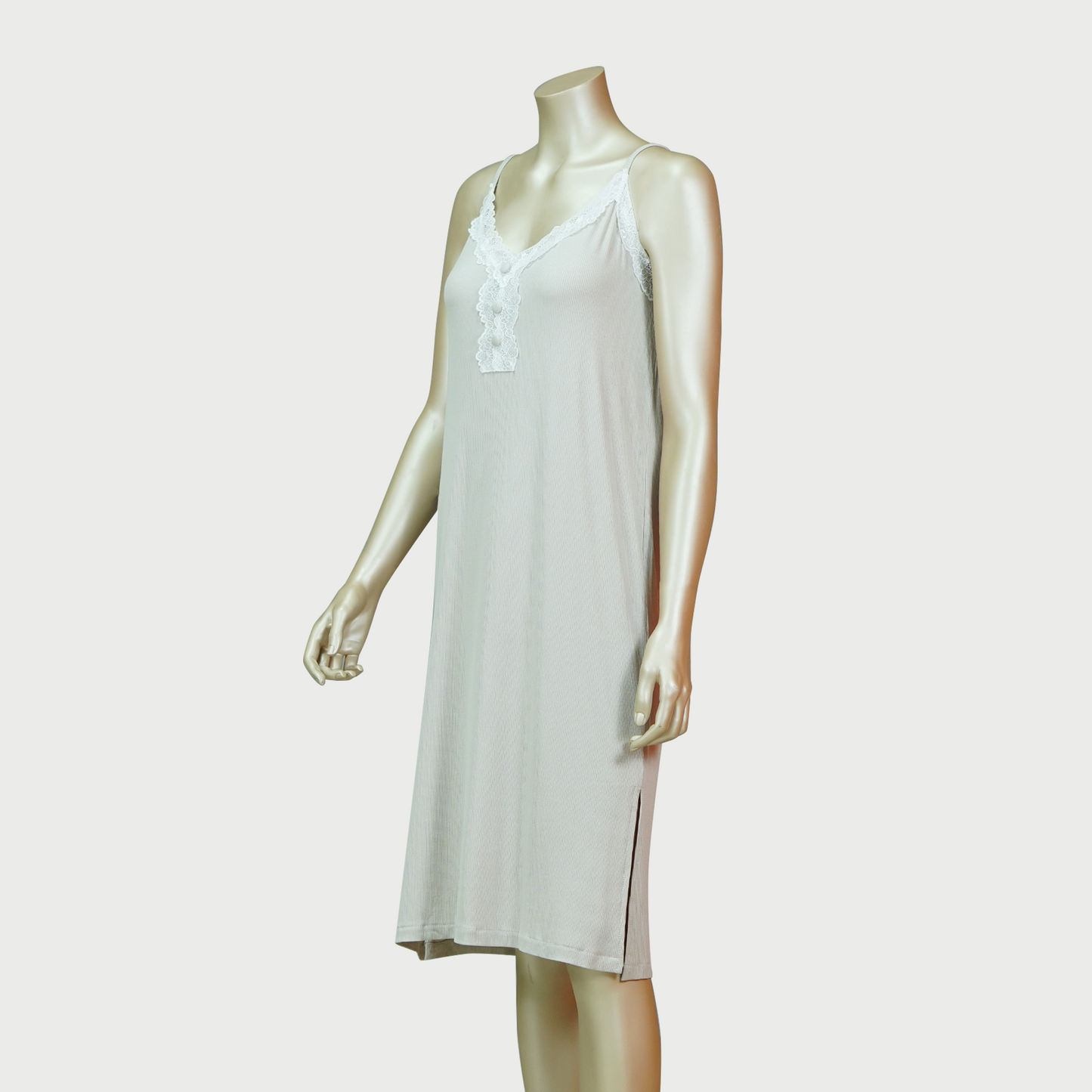 Lace Front Nightdress with Side Slit