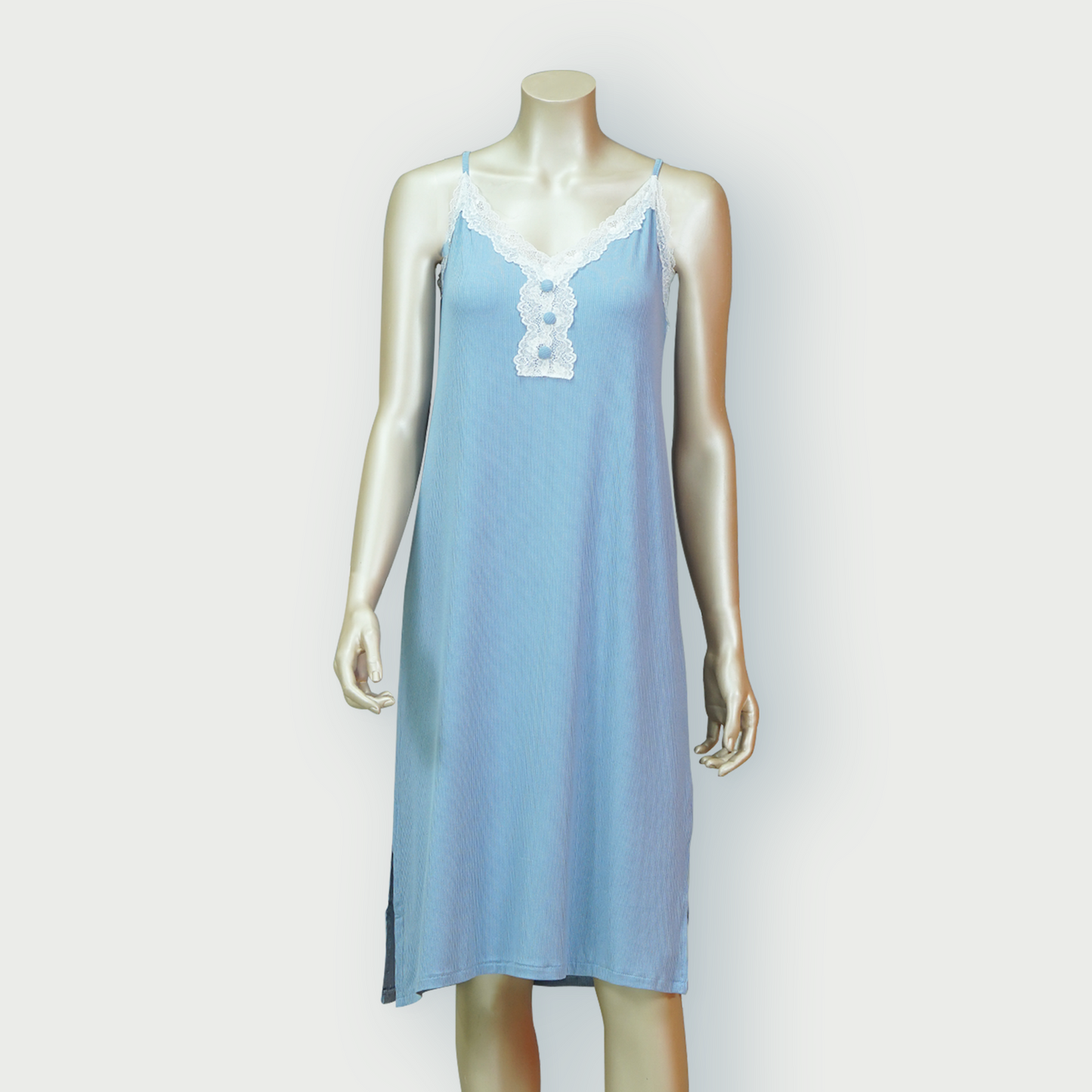 Lace Front Nightdress with Side Slit