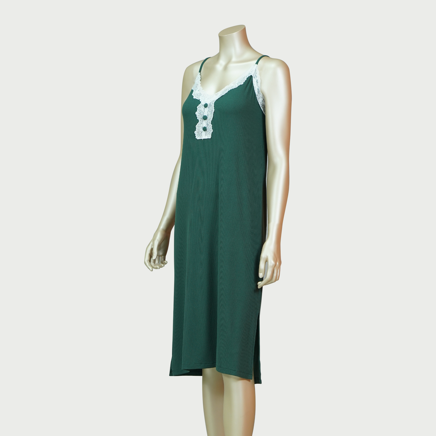 Lace Front Nightdress with Side Slit
