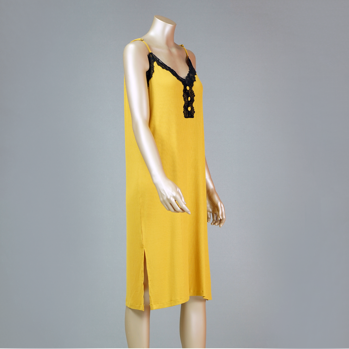 Lace Front Nightdress with Side Slit
