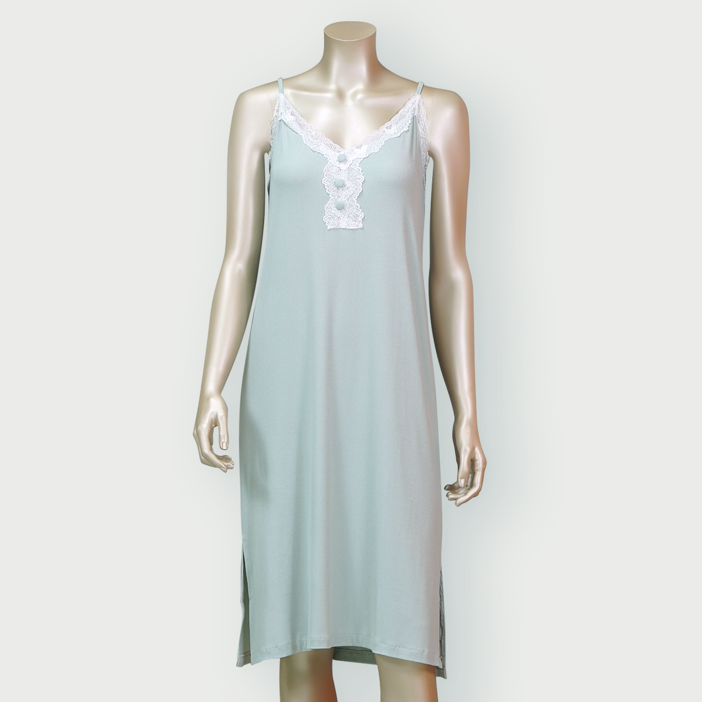 Lace Front Nightdress with Side Slit