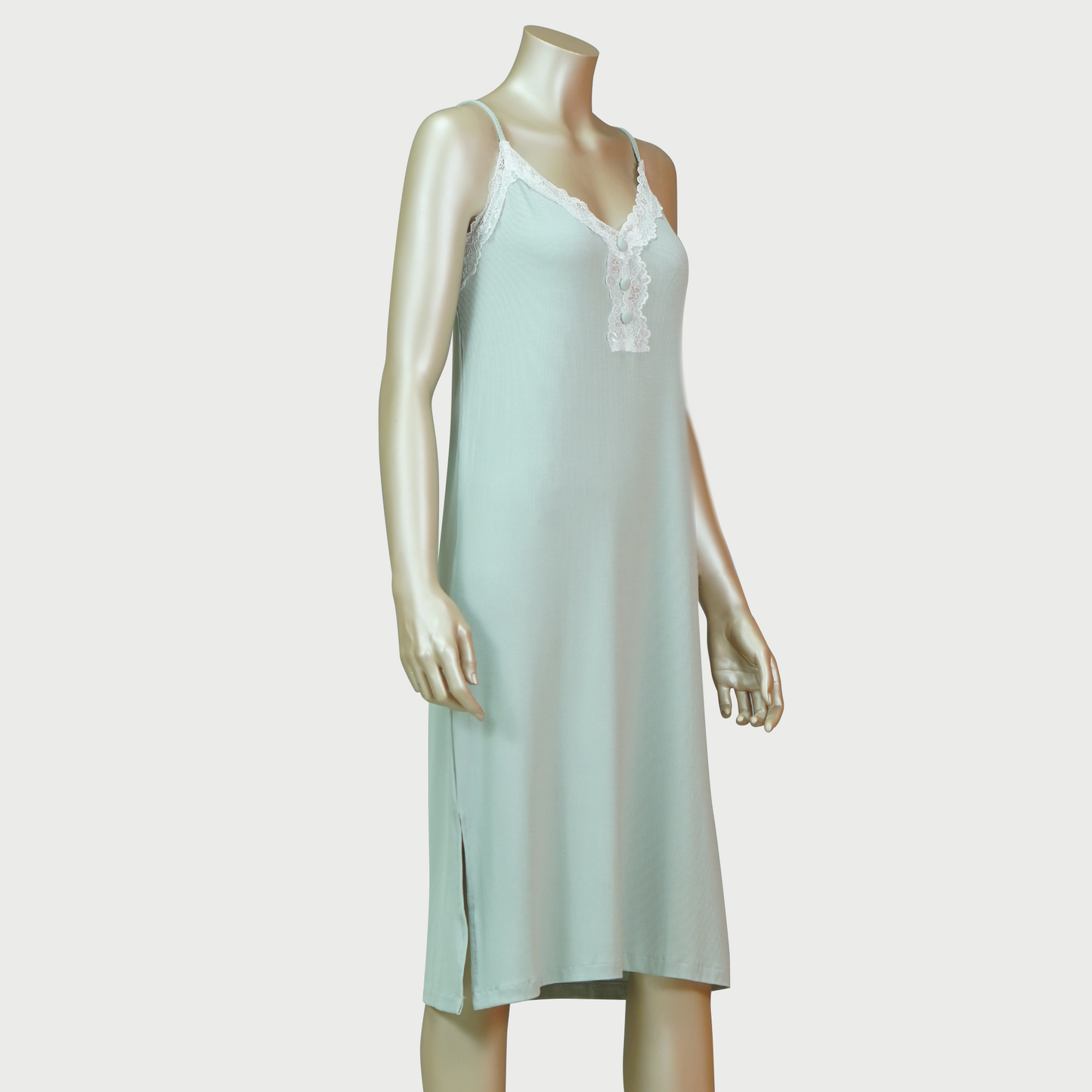 Lace Front Nightdress with Side Slit