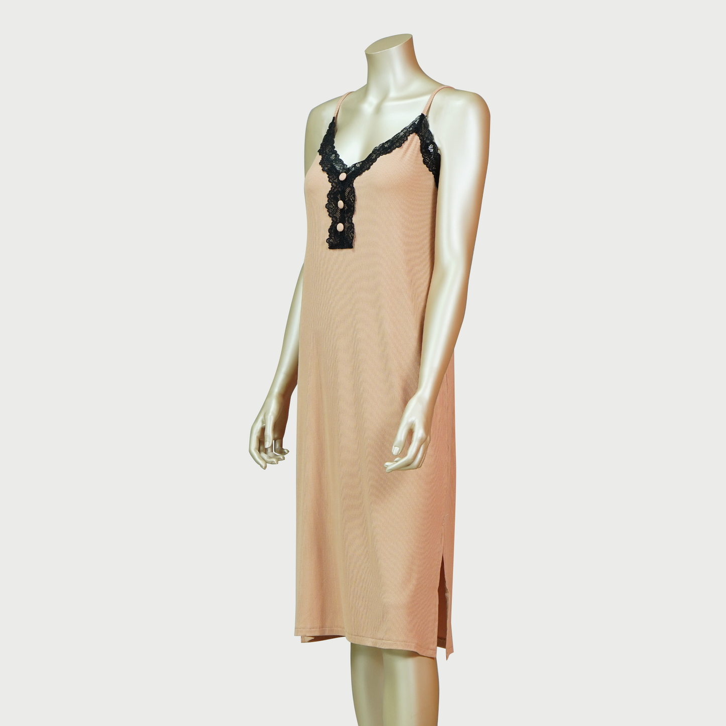 Lace Front Nightdress with Side Slit