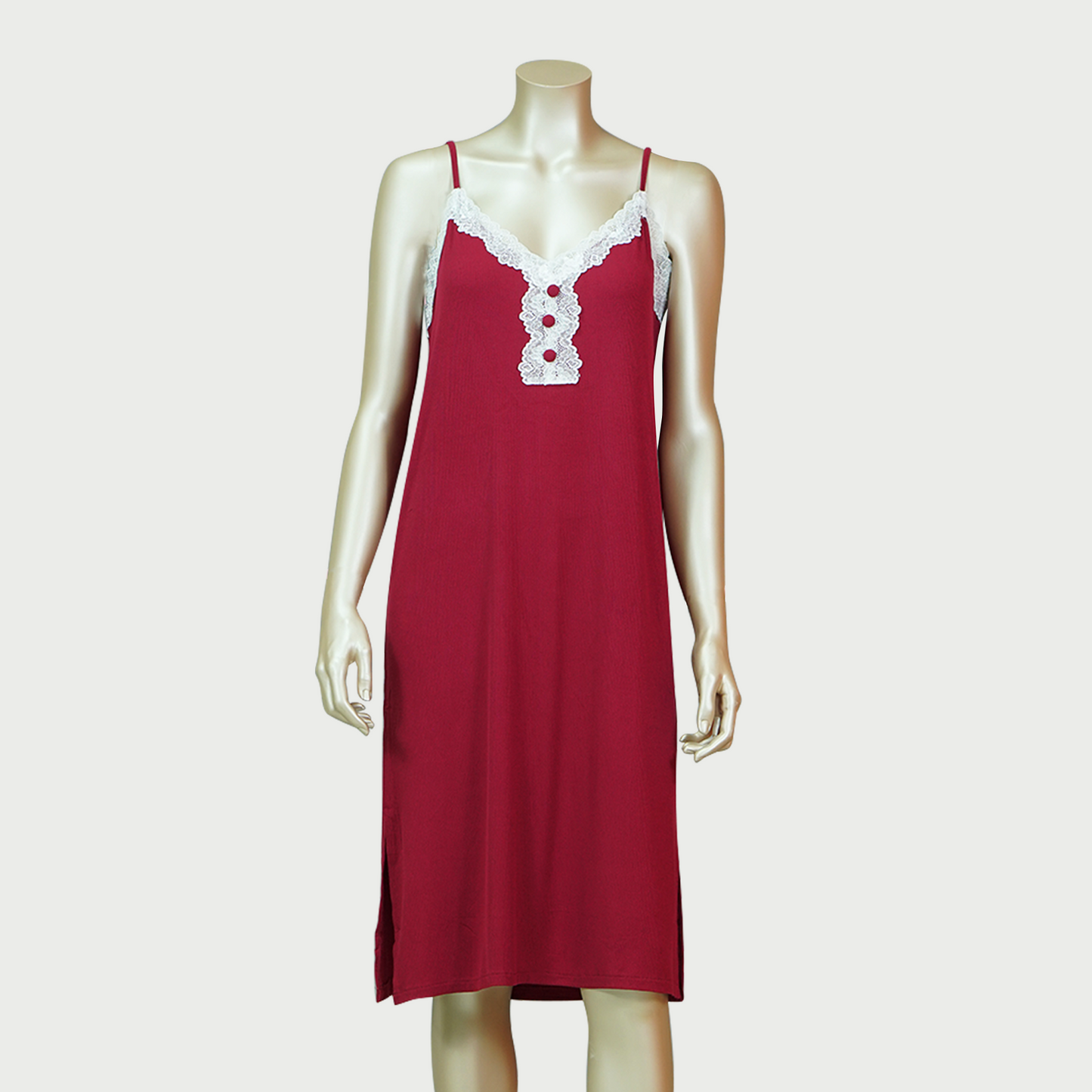 Lace Front Nightdress with Side Slit