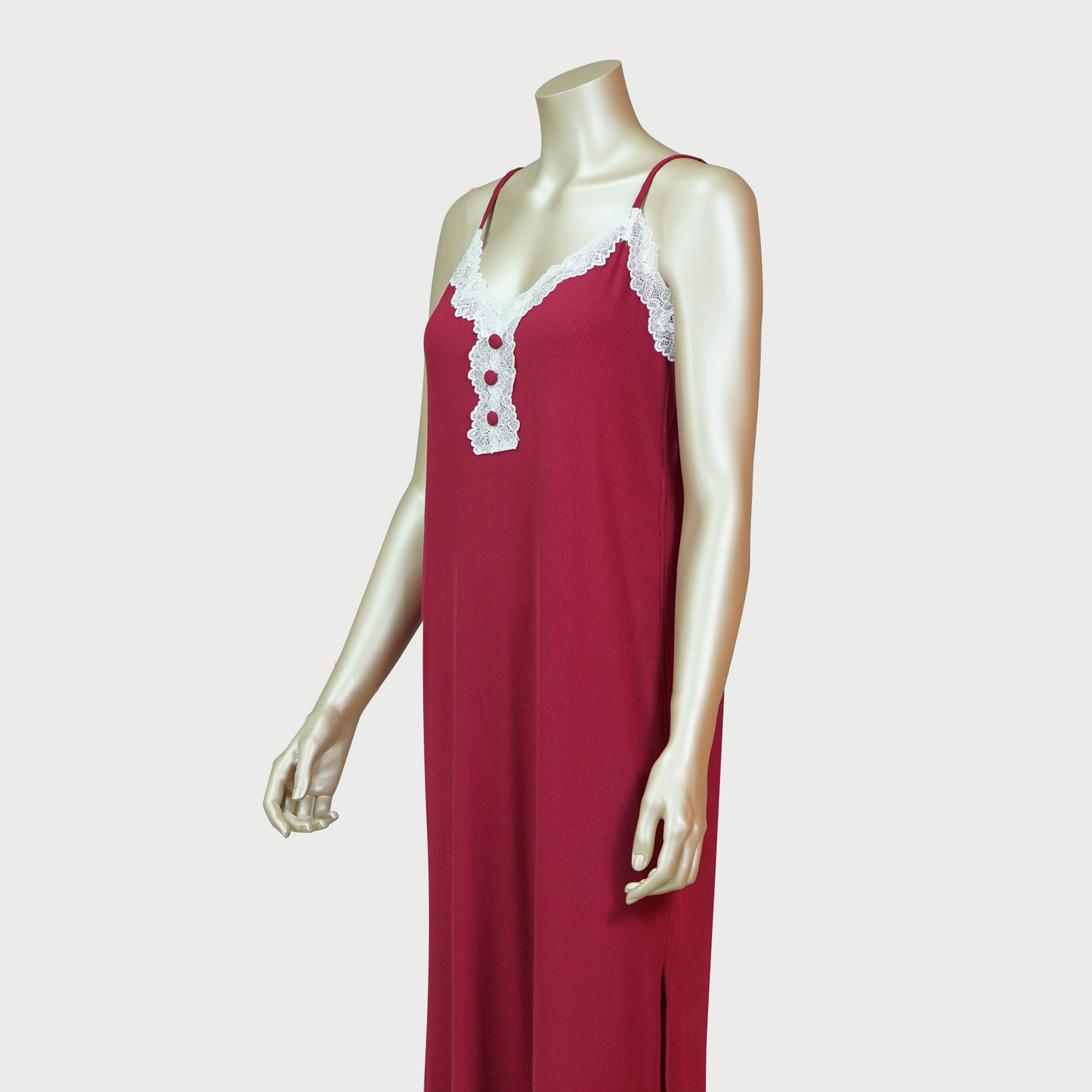 Lace Front Nightdress with Side Slit