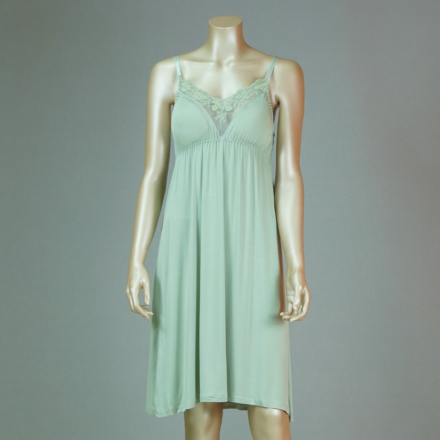 Front Lace Cami Nightdress with Mesh Belted Robe