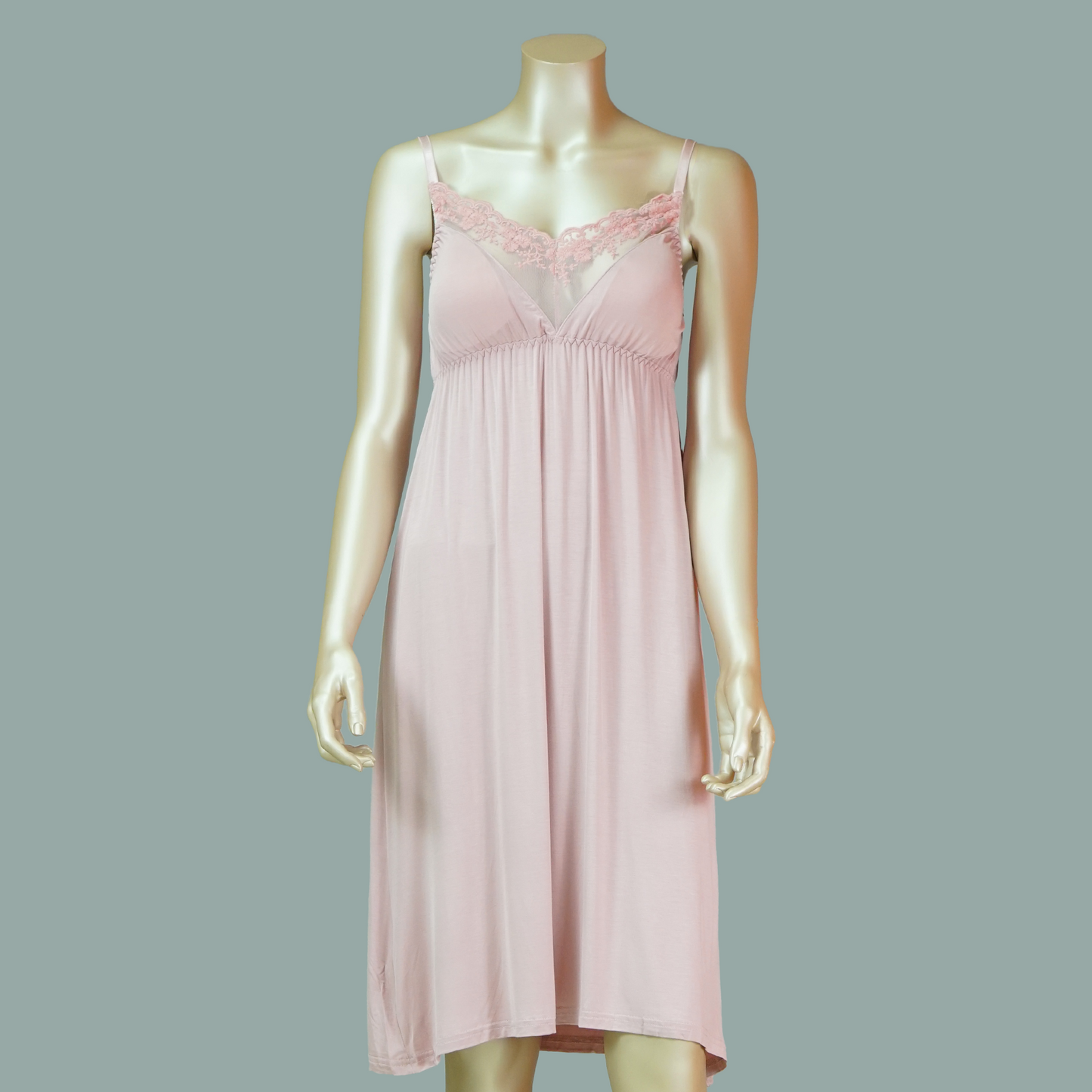 Front Lace Cami Nightdress with Mesh Belted Robe