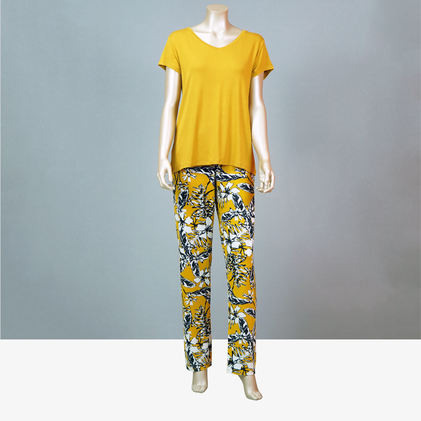 Lace-Back with Floral Pants - Pajama Set