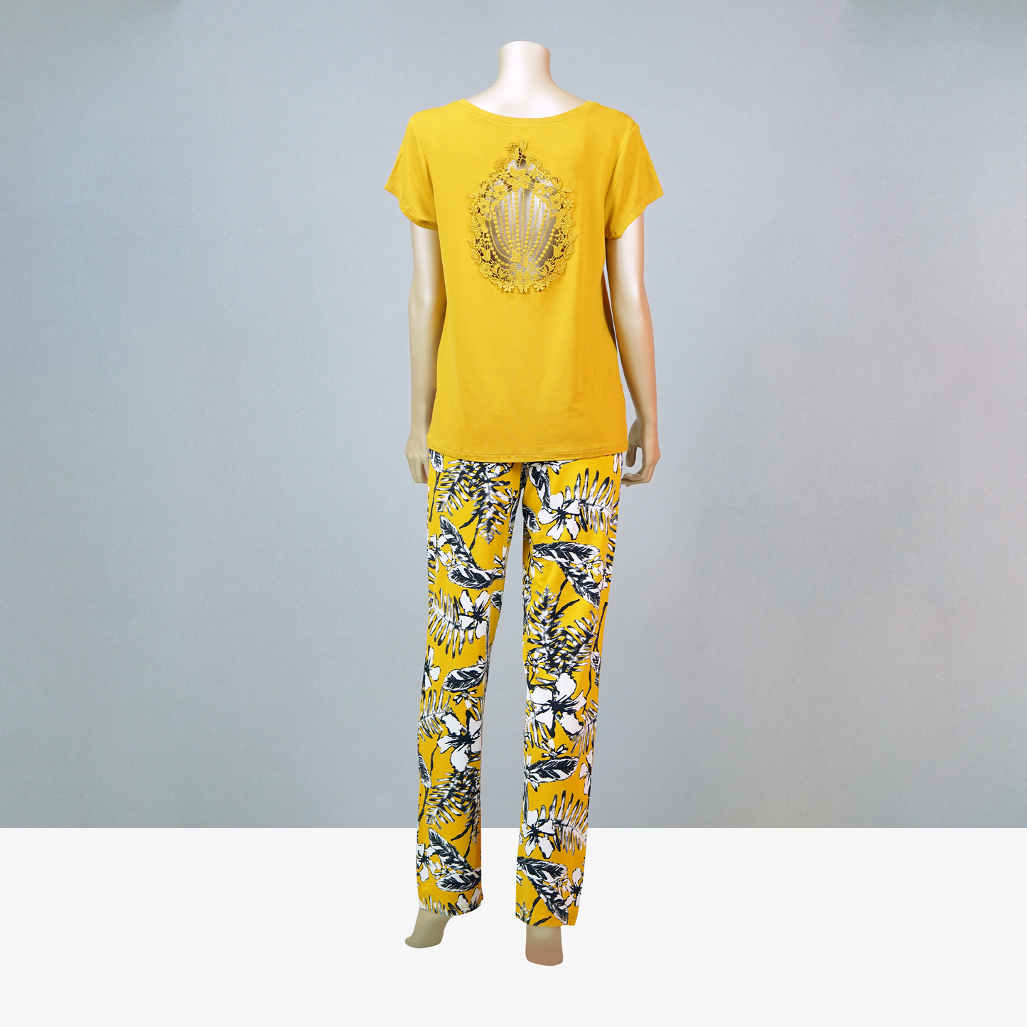 Lace-Back with Floral Pants - Pajama Set
