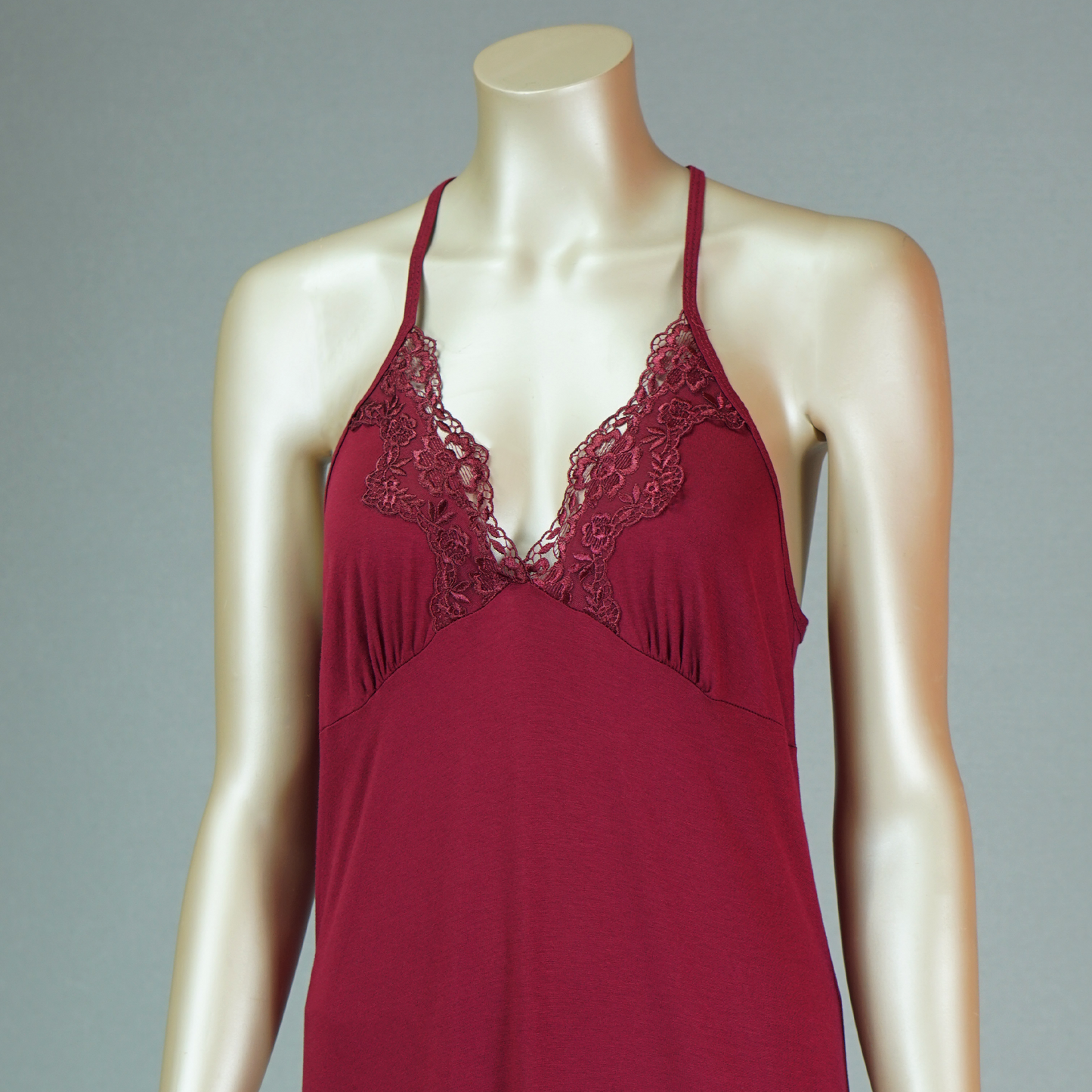 Criss-Cross Back Lace Front Nightdress with Floral Pattern Robe