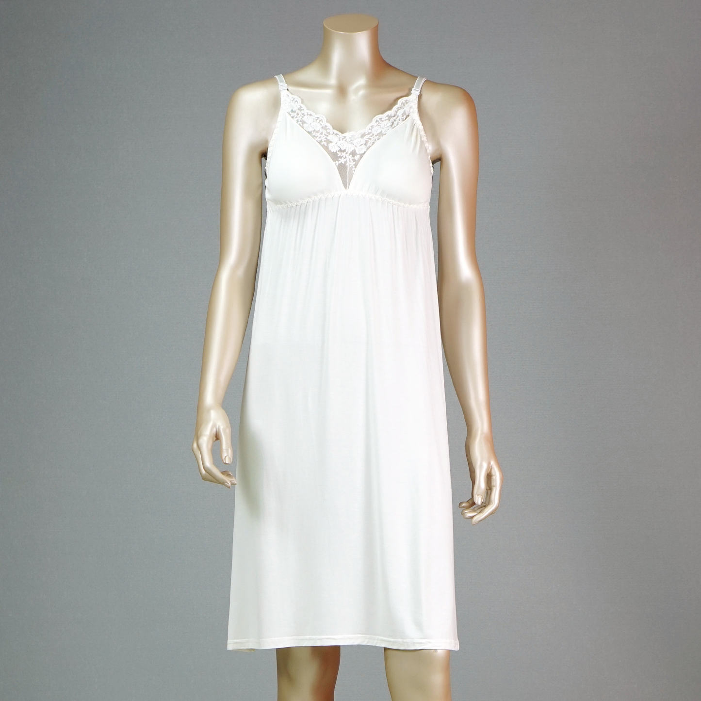 Front Lace Cami Nightdress with Mesh Belted Robe