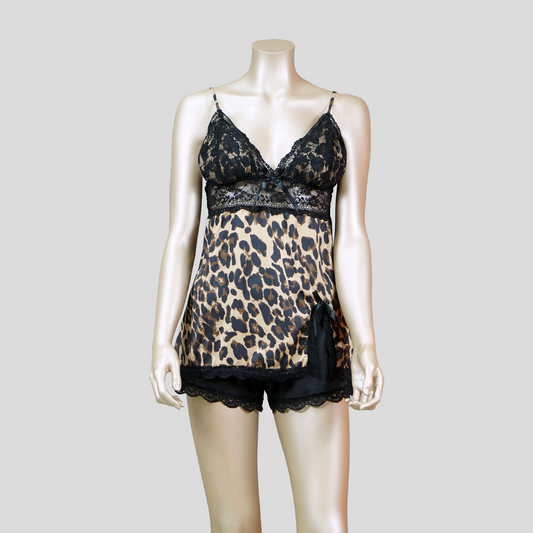 Lace Cami Top Leopard Print with Sexy Shorts