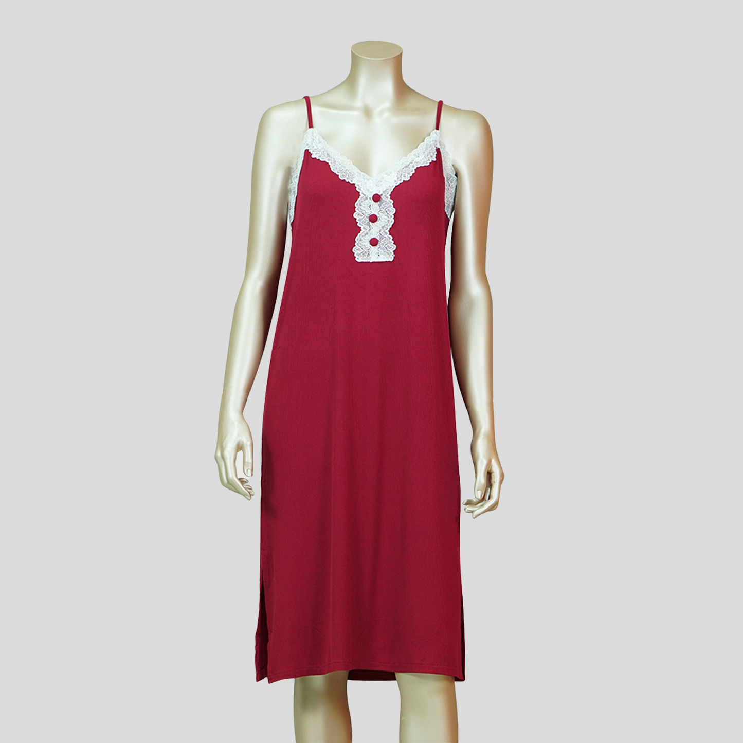 Lace Front Nightdress with Side Slit