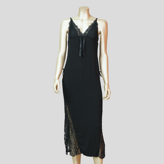 Lace Front Sexy Long Nightdress with Side Slit