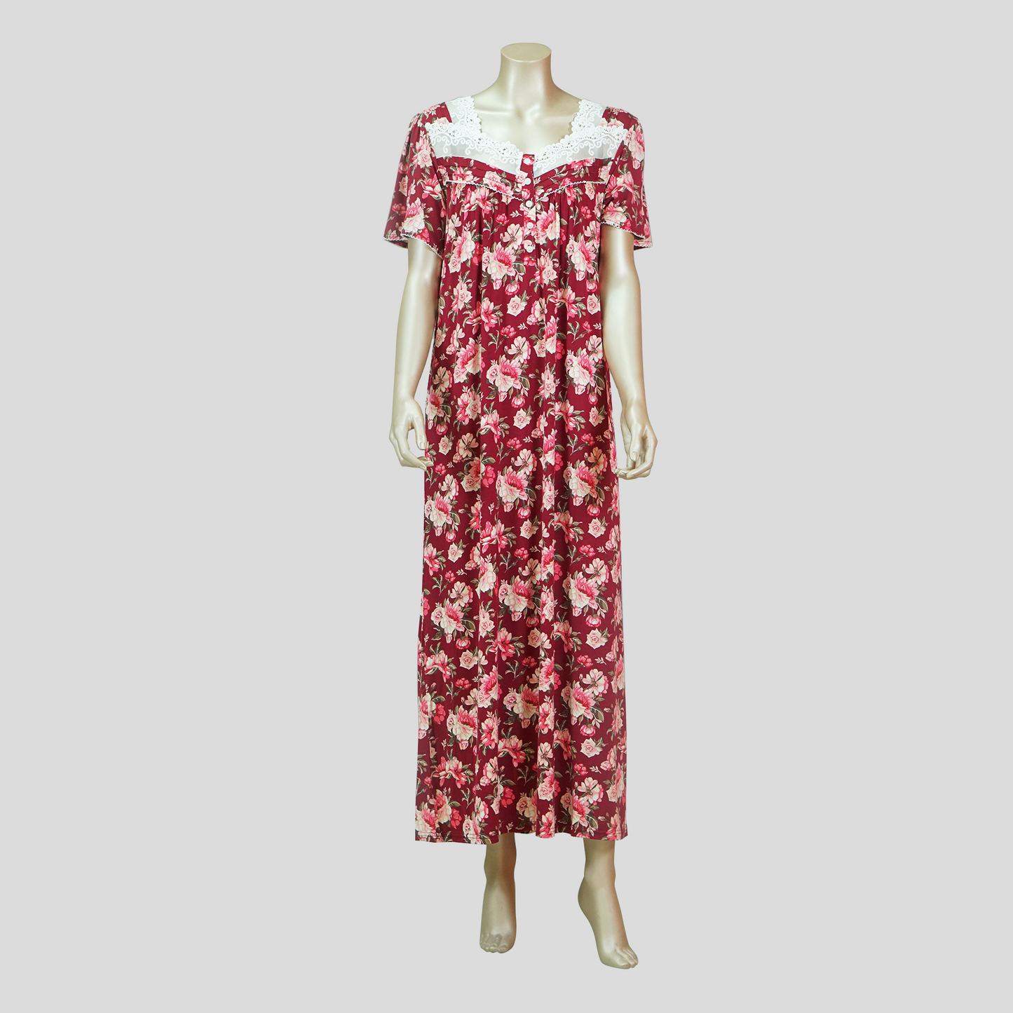 Ankle Length Floral Button House Dress
