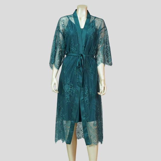 Satin Slip-on Long Nightdress with Belted Robe