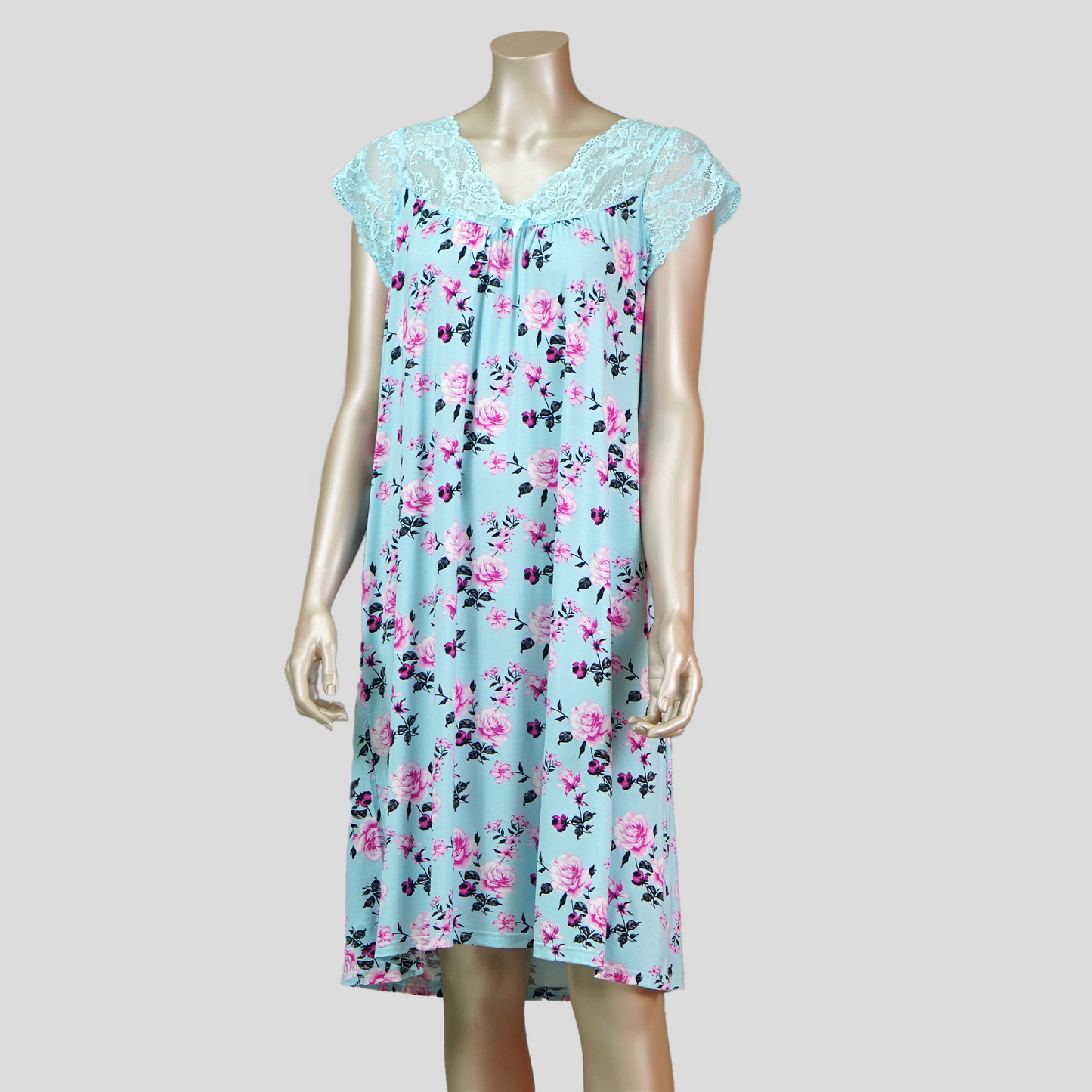 Short Sleeve Lace Front Ribbon House Dress