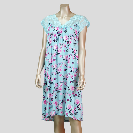 Short Sleeve Lace Front Ribbon House Dress