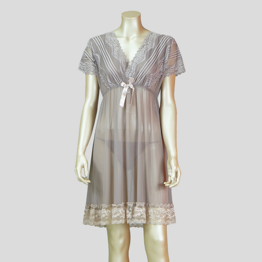 Babydoll Lace Front Mesh with Thong
