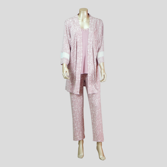 Cami Top & Floral Pants With Floral Robe