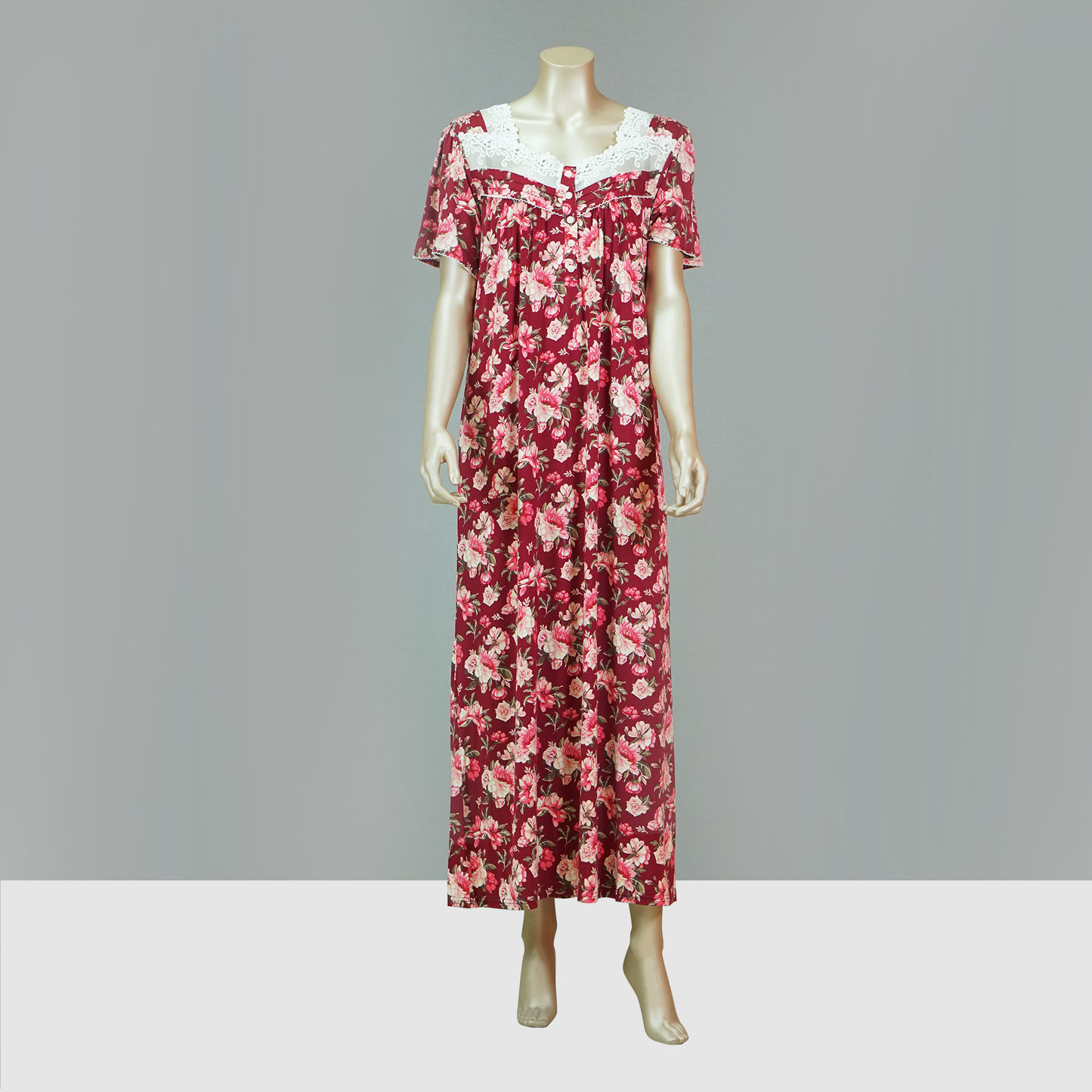 Ankle Length Floral Button House Dress