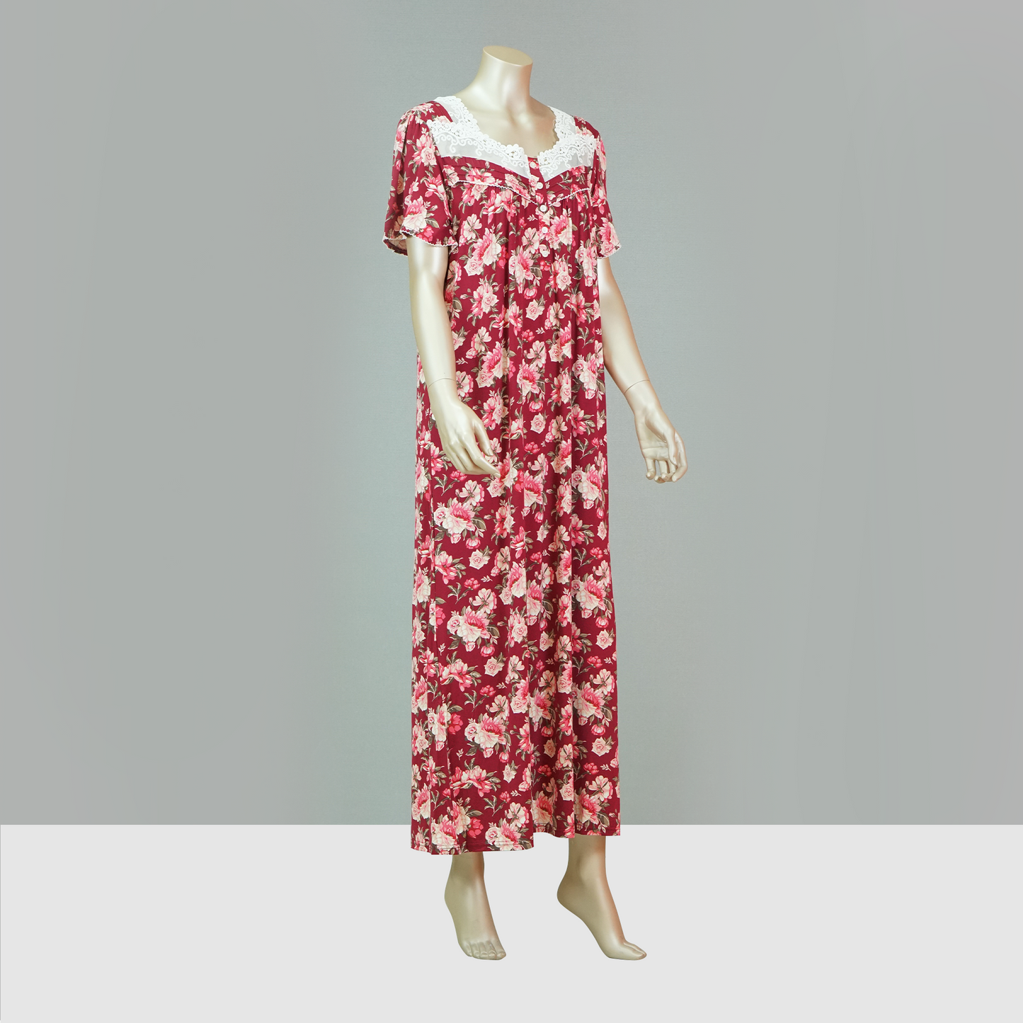 Ankle Length Floral Button House Dress