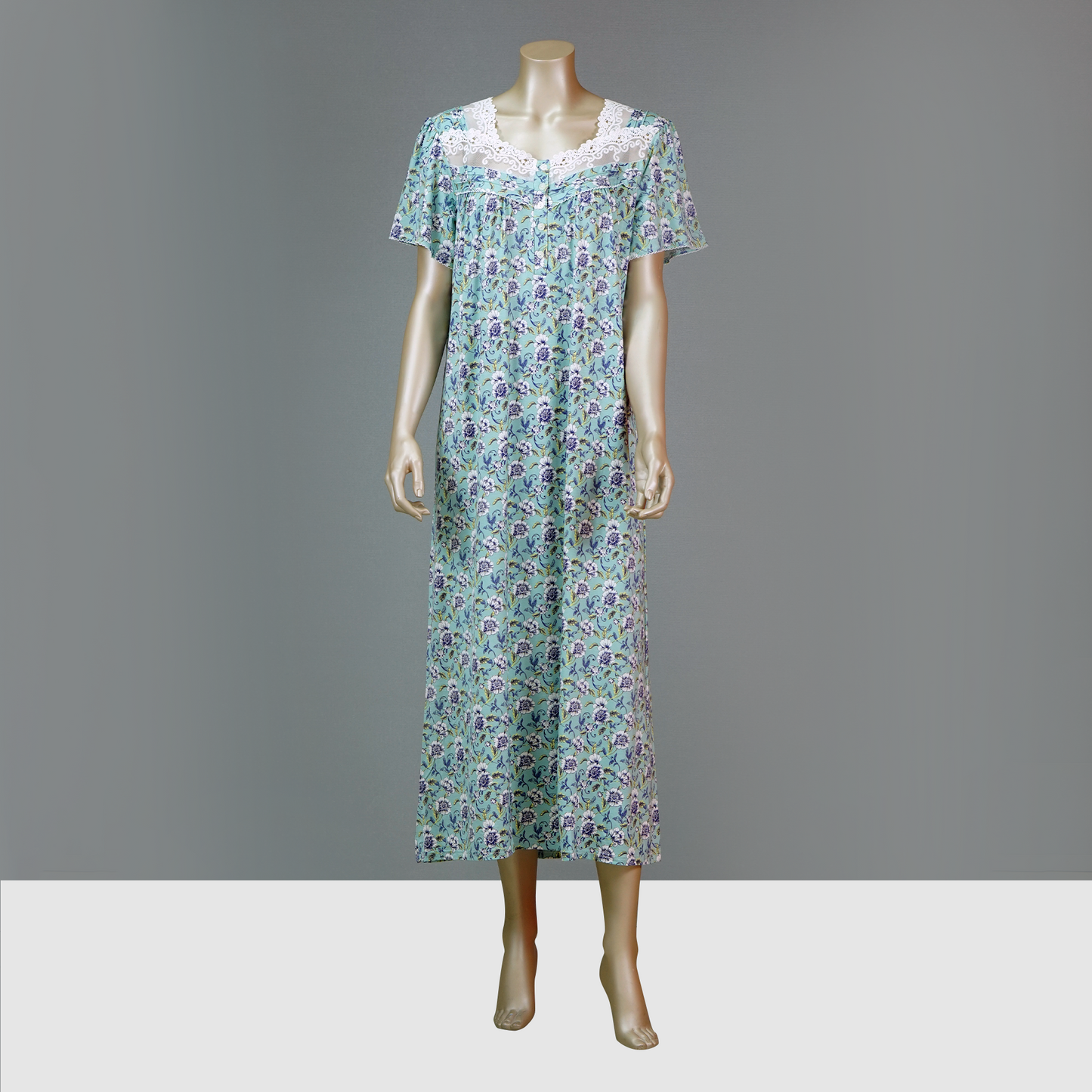 Ankle Length Floral Button House Dress