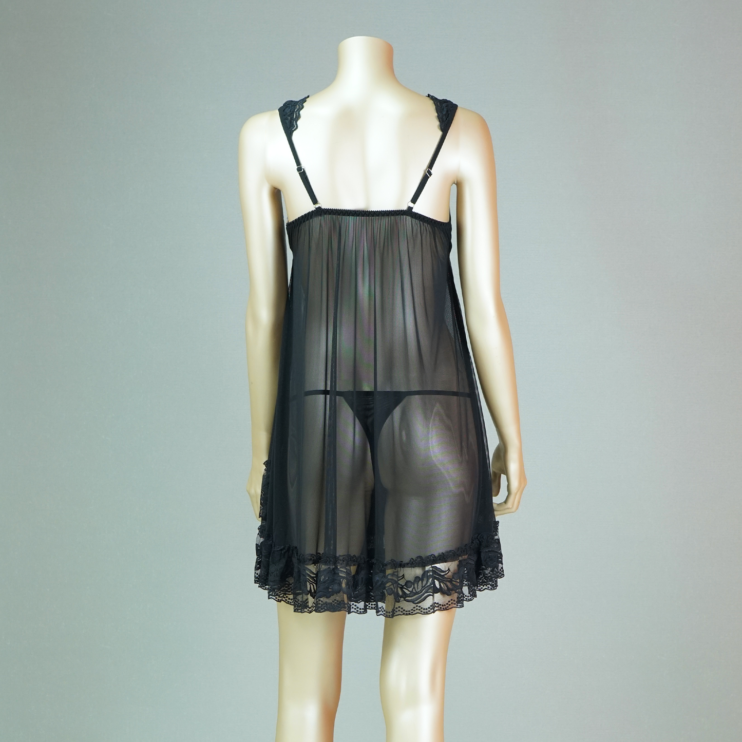 Lace Front Sleeveless Babydoll with Thong