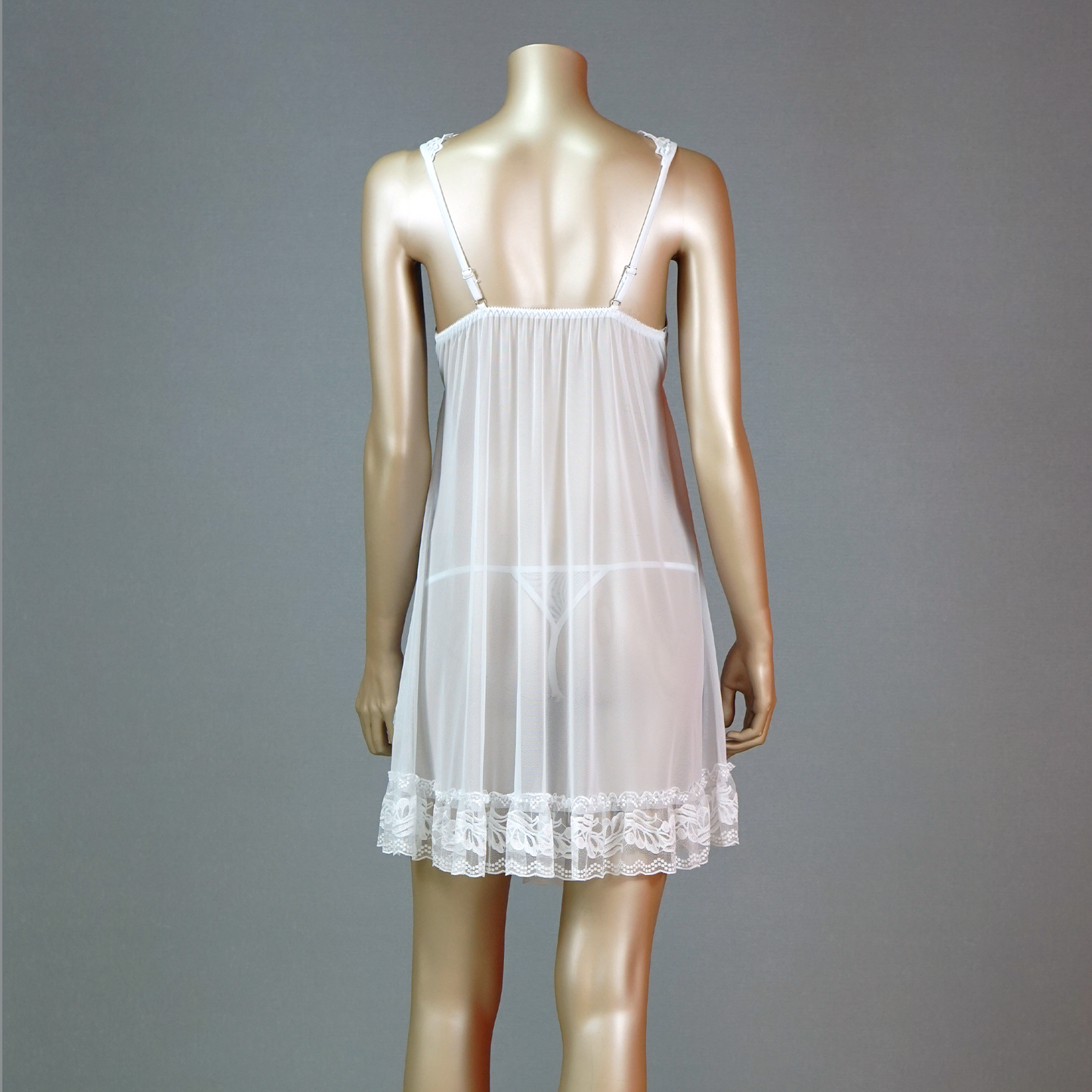 Lace Front Sleeveless Babydoll with Thong