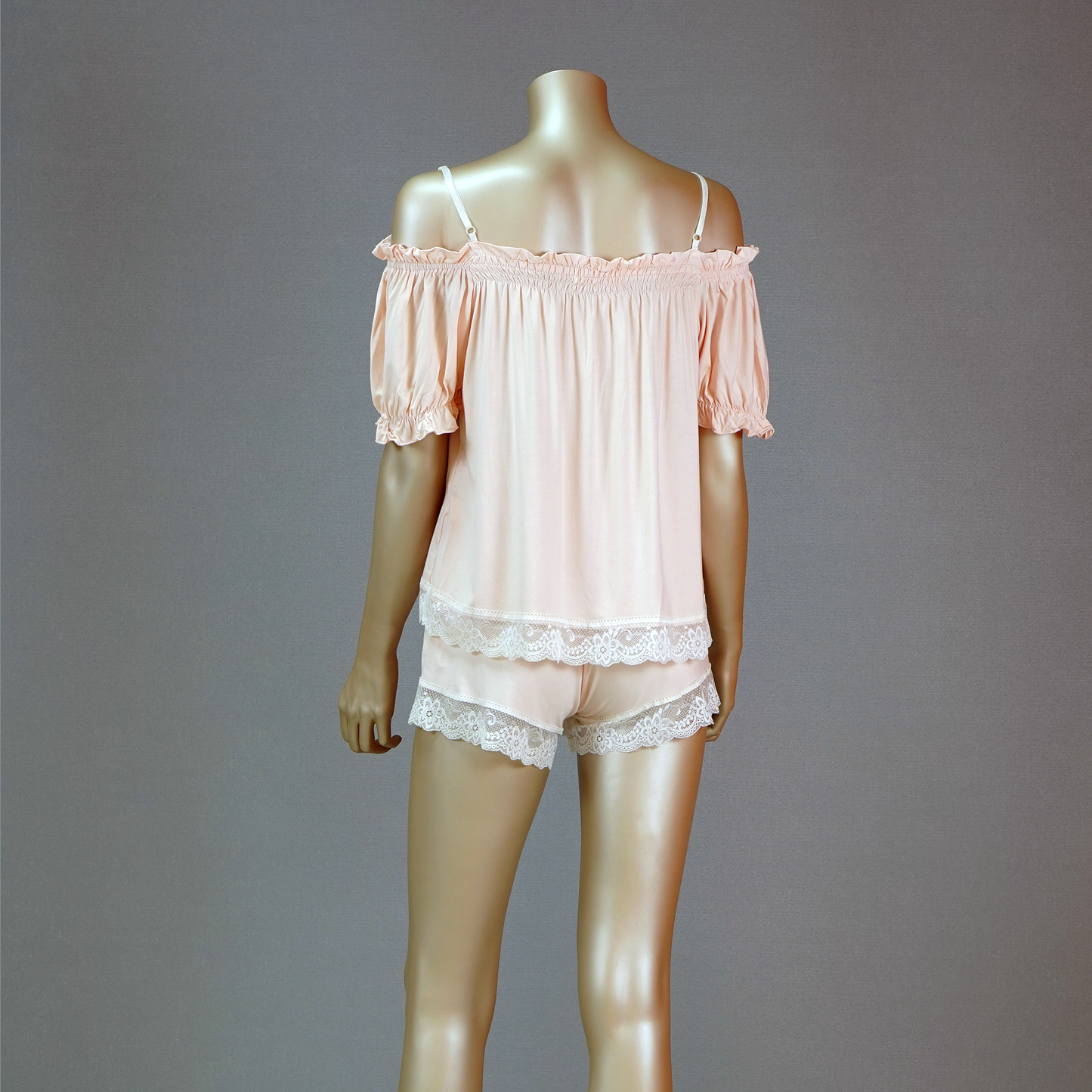 Cotton Off-Shoulder Strap Top with Sexy Short