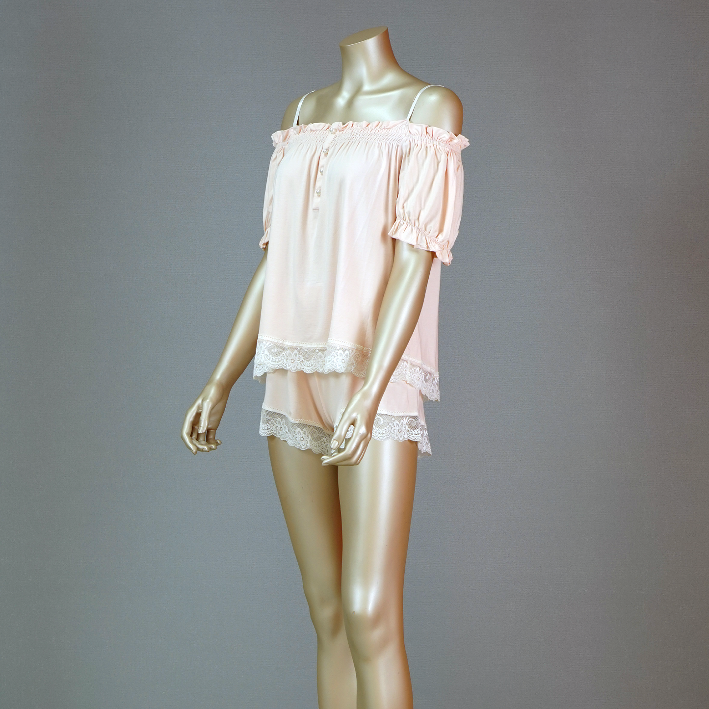 Cotton Off-Shoulder Strap Top with Sexy Short