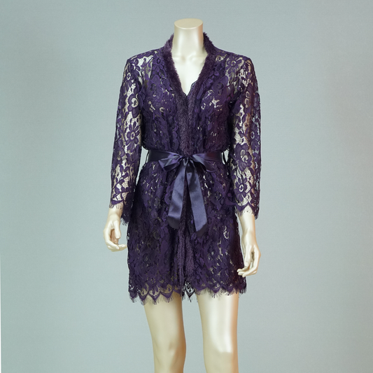 Floral Lace Sexy Nightdress with Belted Robe