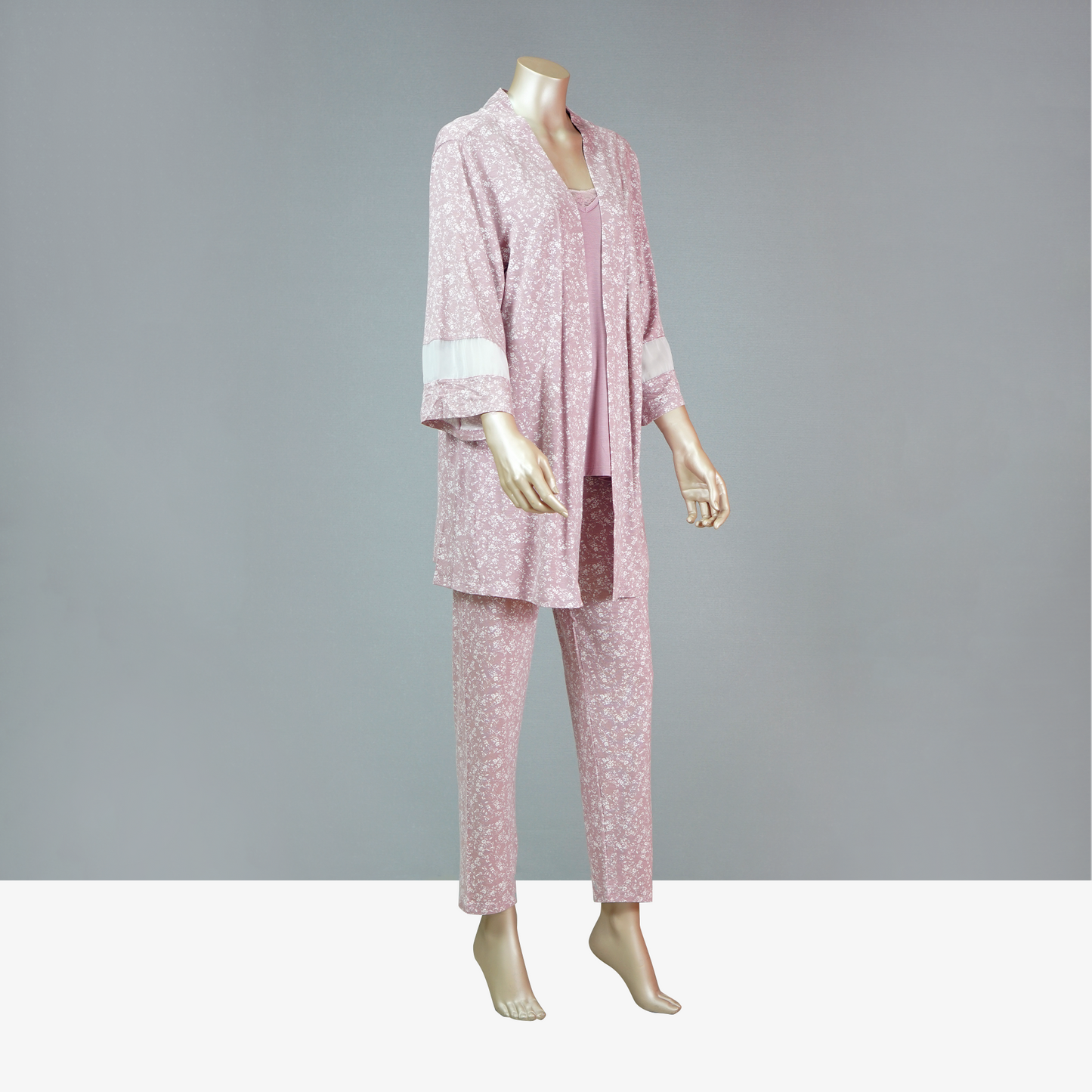 Cami Top & Floral Pants With Floral Robe