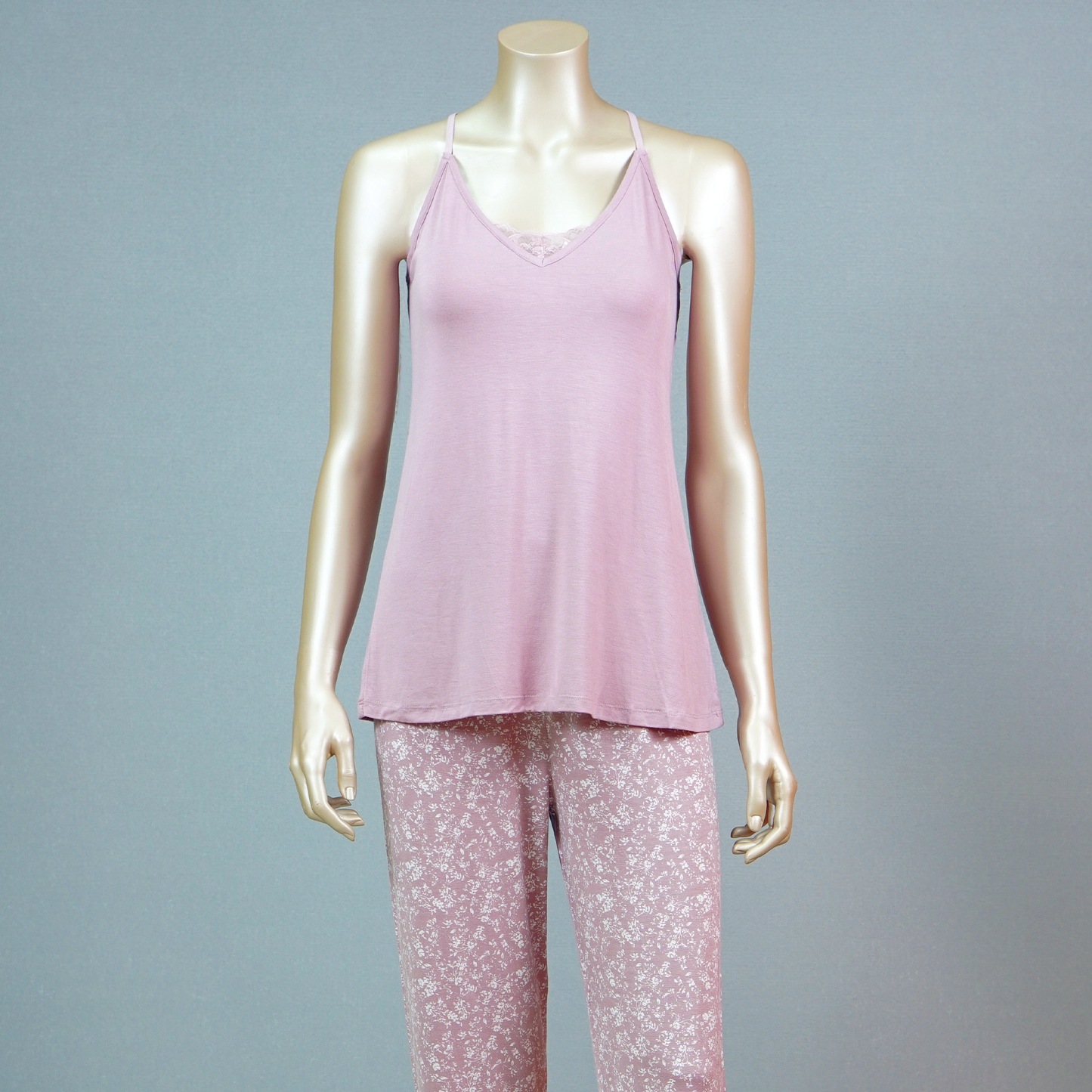 Cami Top & Floral Pants With Floral Robe