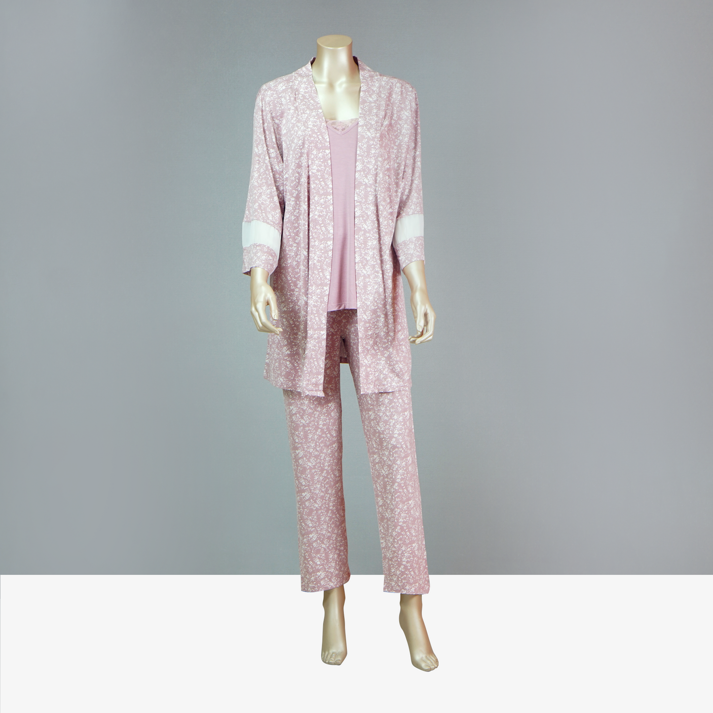 Cami Top & Floral Pants With Floral Robe