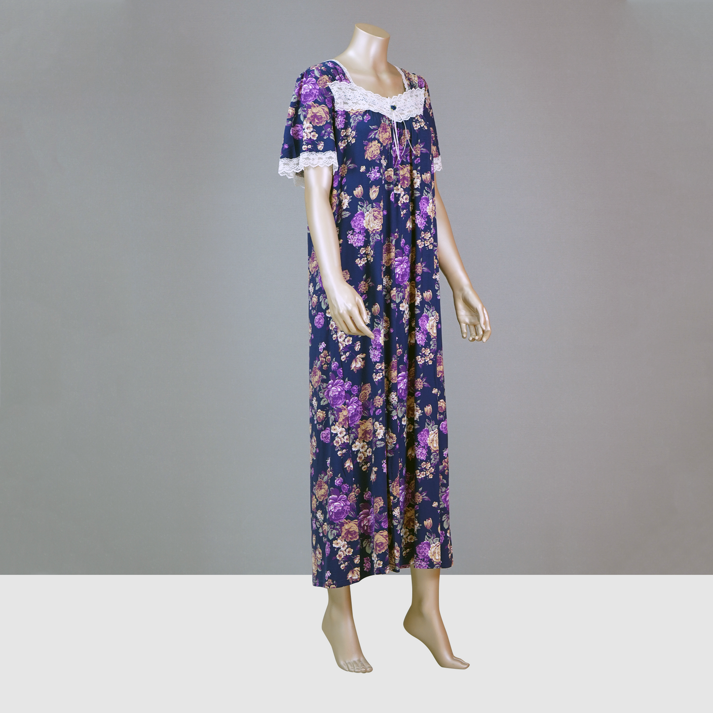 Ankle Length Floral Ribbon House Dress