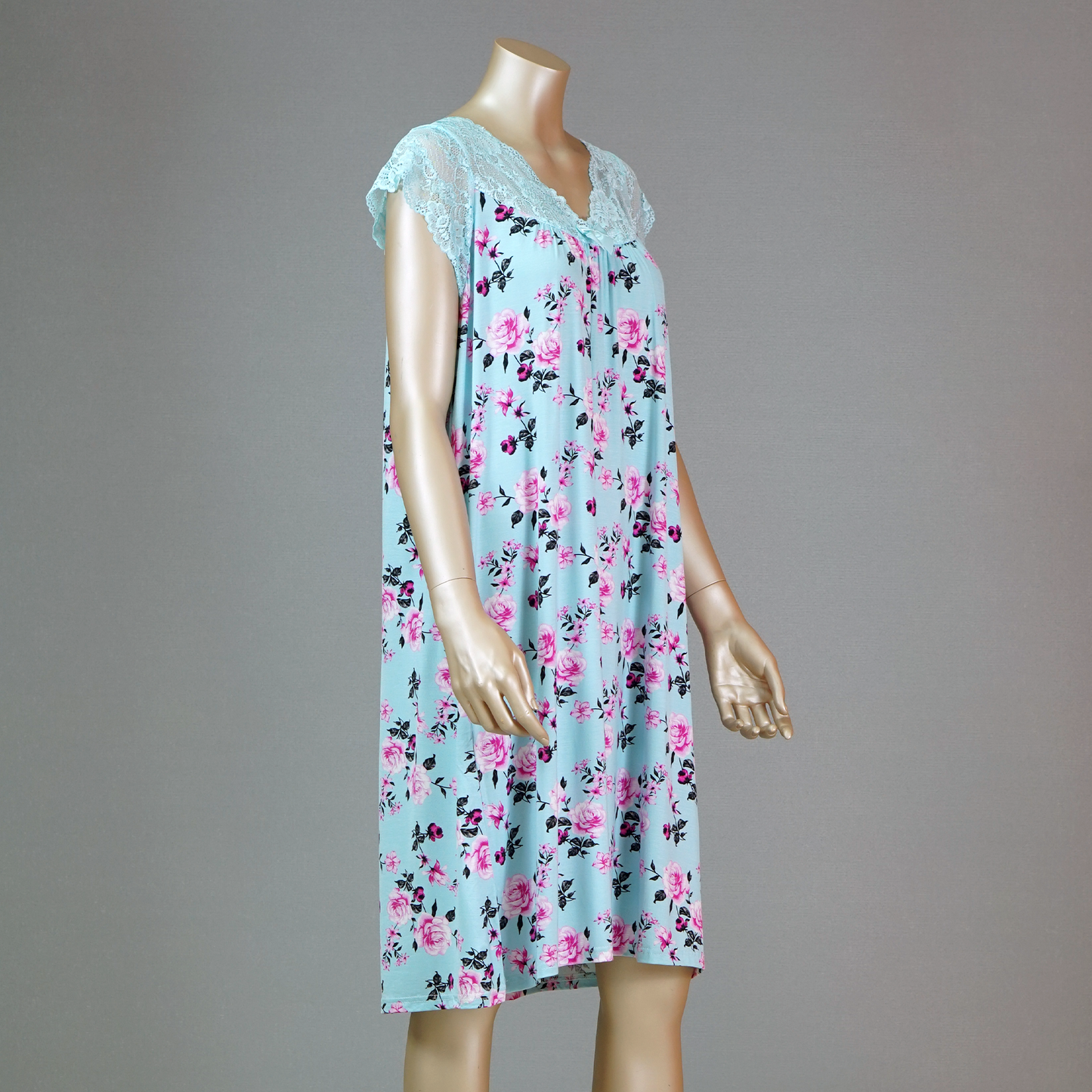 Short Sleeve Lace Front Ribbon House Dress